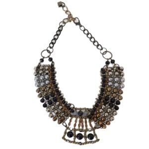 Anthropologie Pam Hiran necklace black gold, pearl Cleopatra Collar Necklace